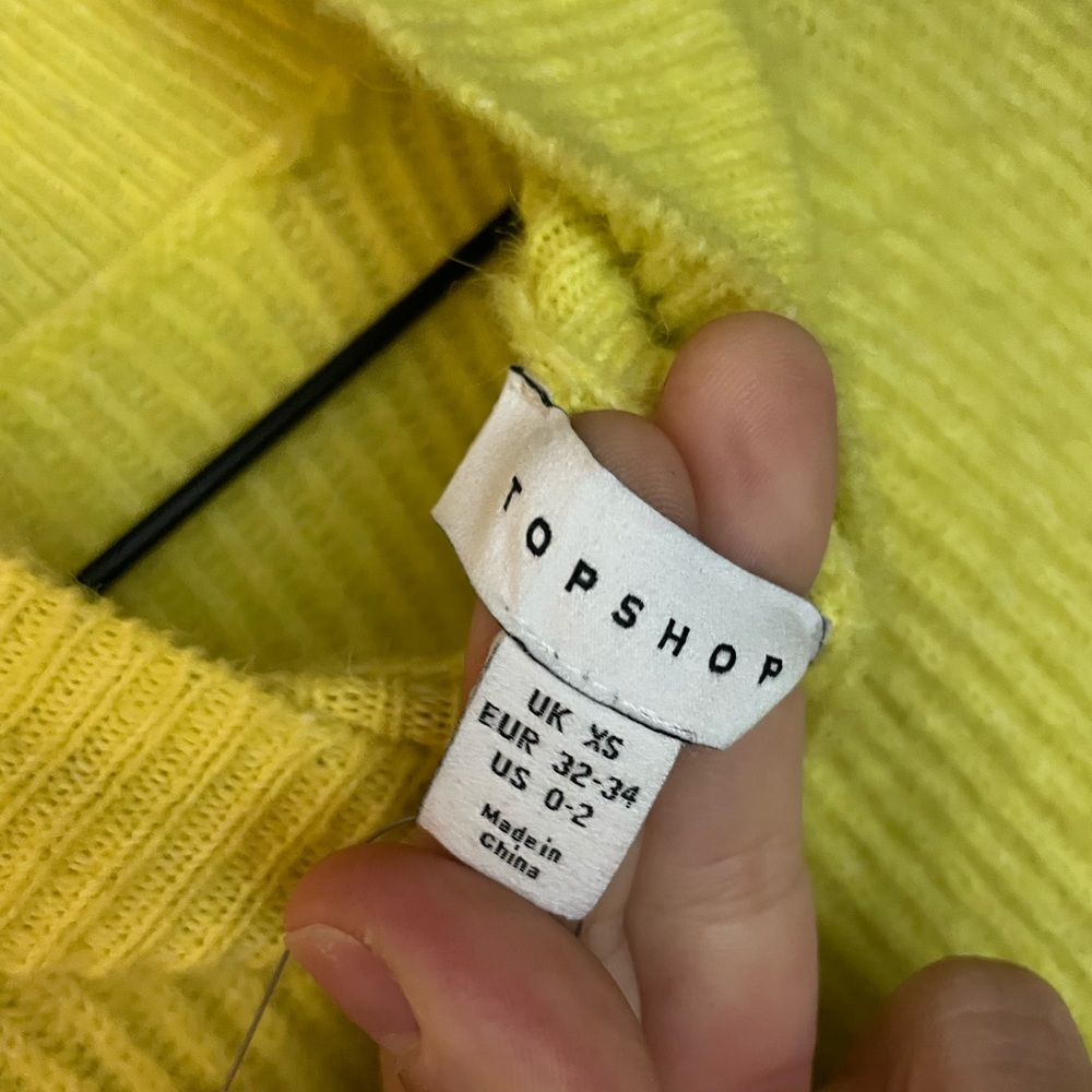NWT Top Shop Bright Yellow Cowl Neck Sweater - Picture 3 of 3